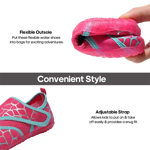 Boys & Girls Lightweight Water Shoes - HOT PINK-BLUE - 3